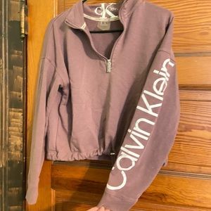 Muave Calvin Klein 1/4 zip Cropped Hoodie
